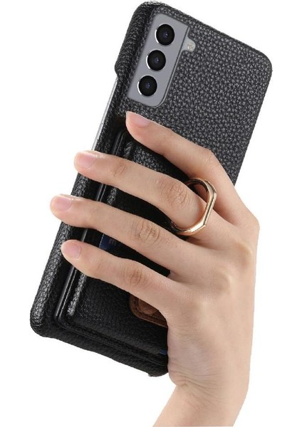 Samsung Galaxy S21 Artı Halka Standı Premium Dokulu Deri Kart (Yurt Dışından) fiyatları