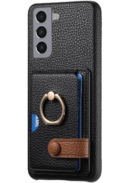 Samsung Galaxy S21 Artı Halka Standı Premium Dokulu Deri Kart (Yurt Dışından) fırsatları