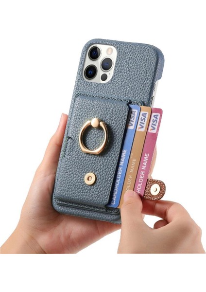 IPhone 12 Için Kılıf Pro Premium Dokulu Deri Kart Yuvaları Halka Standı (Yurt Dışından) modelleri
