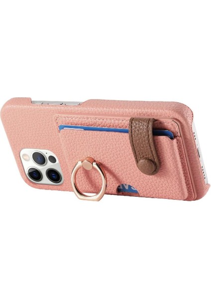 IPhone 12 Için Kılıf Pro Premium Dokulu Deri Kart Yuvaları Halka Standı (Yurt Dışından)