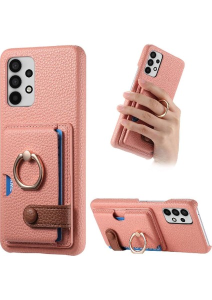 Samsung Galaxy A32 5g Premium Dokulu Deri Kart Yuvaları Halka (Yurt Dışından)