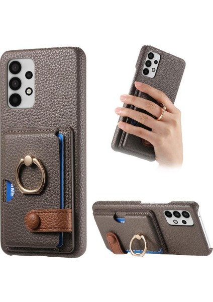 Samsung Galaxy A32 5g Premium Dokulu Deri Kart Yuvaları Halka (Yurt Dışından)