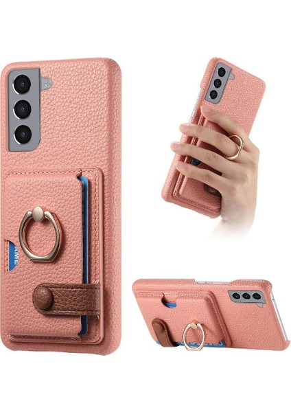 Samsung Galaxy S21 Artı Halka Standı Premium Dokulu Deri Kart (Yurt Dışından)