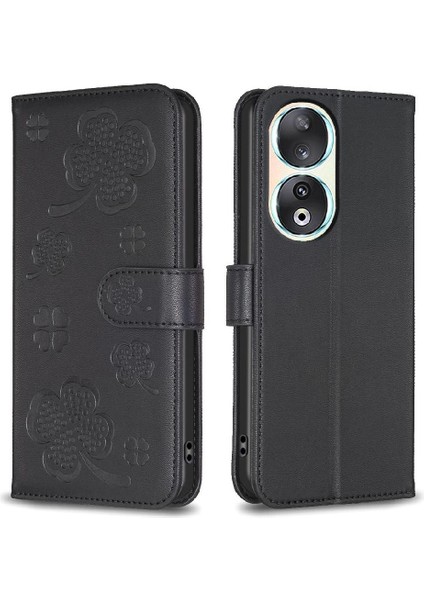 Onur Için Flip Case 90 5g Pu Deri Yonca Çiçek Kart Yuvaları Tutucu (Yurt Dışından)