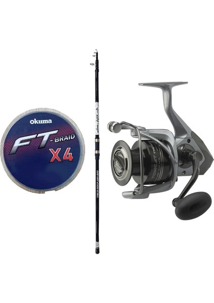 Yekoutdoor Surf Oltası Seti Okuma Aria Tele Surf 3,90 cm 100-200 gr Surf Kamışı&okuma Tomcat TMC-8000 (4.8:1) 6+1bb Olta Makinesi