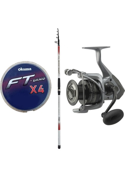 Yekoutdoor Olta Seti Kendo Atlantic Surf 4.20M 100-250GR Olta Kamışı&okuma Tomcat TMC-8000 (4.8:1) 6+1bb Olta Makinesi