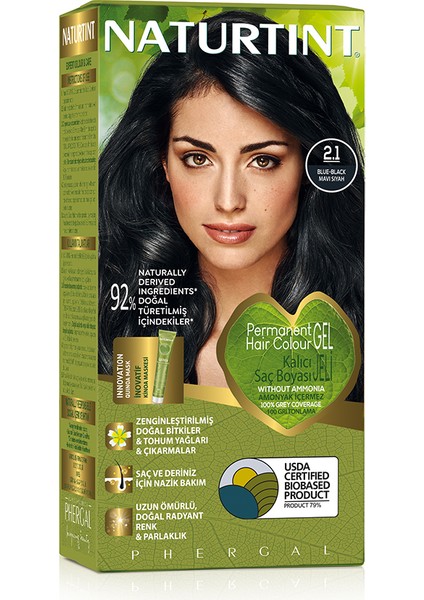 2.1 Mavi Siyah Doğal Saç Boyası 170 Ml