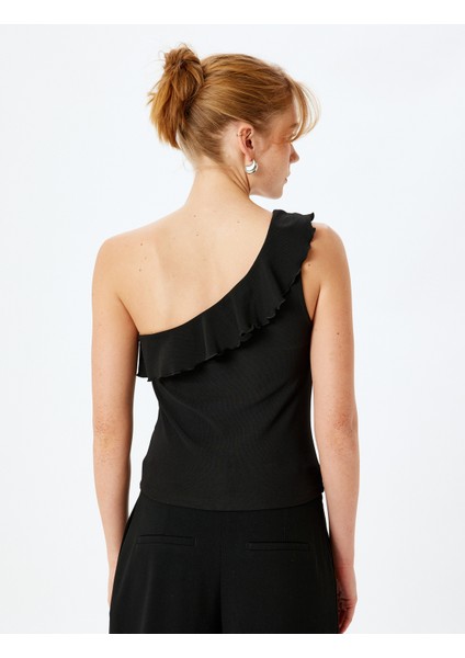 Fırfır Detaylı Kolsuz Tek Omuz Bluz fırsatları