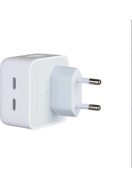 Apple Uyumlu 35 W Hızlı Şarj Destekli Çift Usb-C Bağlantı Noktalı Ikili Şarj Adaptörü