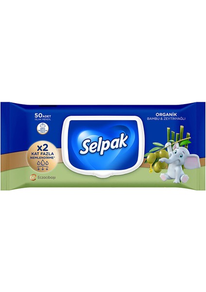 Organik Bambu Özlü & Organik Zeytinyağlı Islak Mendil 50'li
