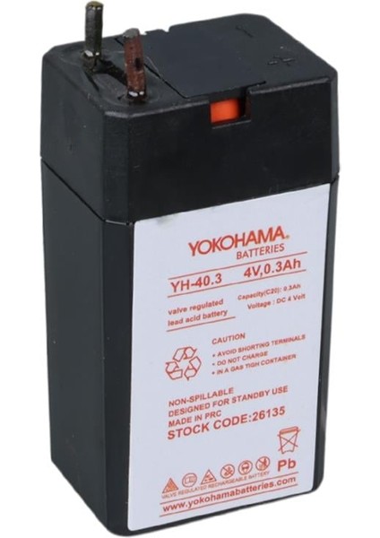 Yh-40.3 4 Volt - 0.3 Amper Akü (25.5X19.5X48 Mm)