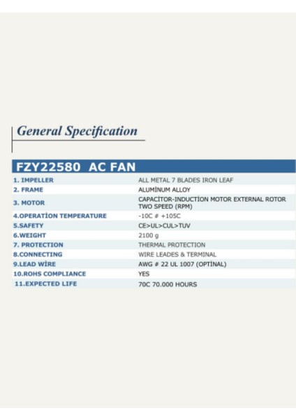 280X280X80 220V Ac 7 Kanatlı Rulmanlı Better Fan