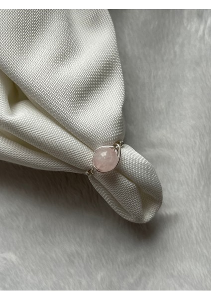 8 mm Pembe Kuvars Ayarlanabilir Yüzük