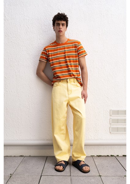 Baggy Fıt Sarı Jean