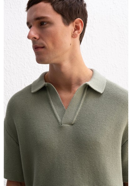 Rahat Kesim Polo Yaka Triko Mint T-Shırt fırsatları