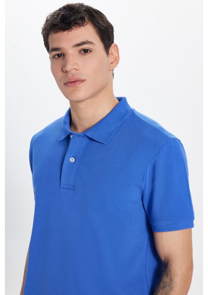 Erkek Slim Fit Dar Kesim %100 Pamuk Koyu Mavi Polo Yaka Tişört fiyatları