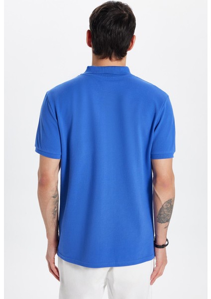 Erkek Slim Fit Dar Kesim %100 Pamuk Koyu Mavi Polo Yaka Tişört indirimleri