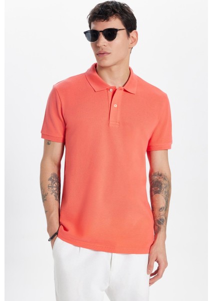 Erkek Slim Fit Dar Kesim Pamuk Mercan Polo Yaka Tişört modelleri