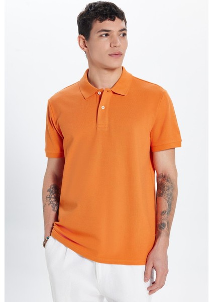 Erkek Slim Fit Dar Kesim Pamuk Turuncu Polo Yaka Tişört fırsatları