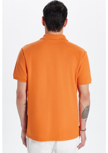 Erkek Slim Fit Dar Kesim Pamuk Turuncu Polo Yaka Tişört indirimleri