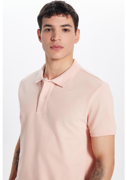 Erkek Slim Fit Dar Kesim Pamuk Somon Polo Yaka Tişört fiyatları