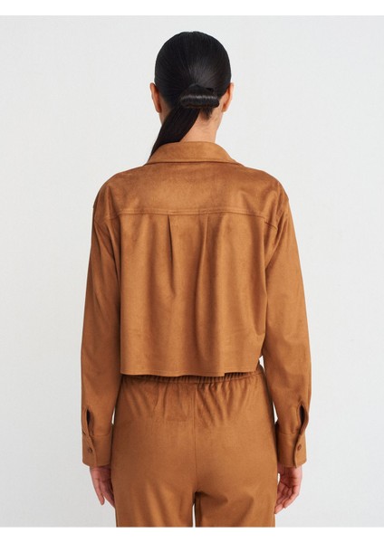 50493 Dökümlü Süet Crop Gömlek-Siyah fiyatları