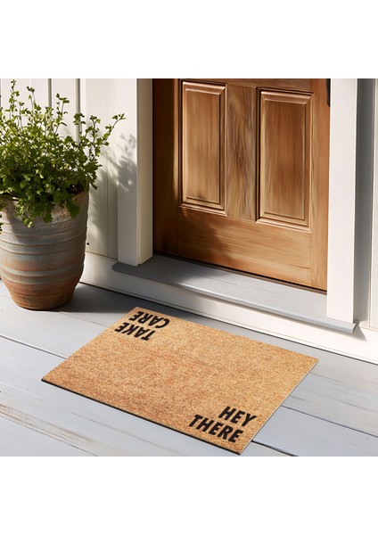 Sare By Kaşmir Home Hey There Take Care Dekoratif Paspas 45x75 cm Salon Mutfak Halısı Yolluk Kilim