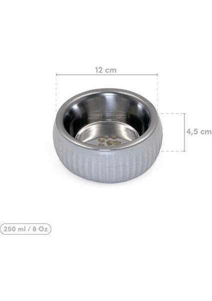 Büro Ev Evcil Hayvanı İçin Gri Seramik Kedi Köpek Mama Kabı