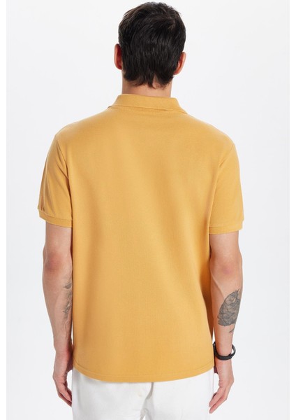 Erkek Slim Fit Dar Kesim Pamuklu Sarı Renk Polo Yaka Tişört indirimleri