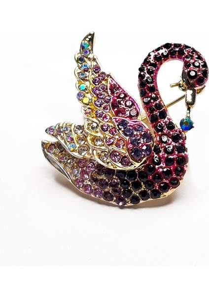 Pembe Taşlı Zarif Kuğu Broş Yaka Iğnesi fiyatları