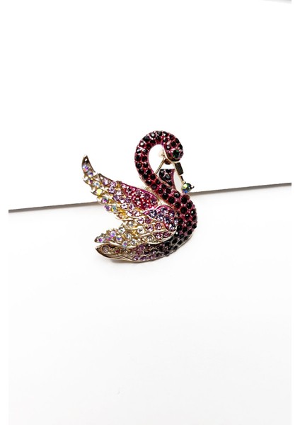 Pembe Taşlı Zarif Kuğu Broş Yaka Iğnesi modelleri