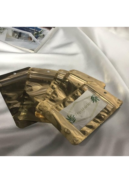 Renk Doypack Çift Taraflı Gold Renk Doypack Ön Şeffaf Arka Silver 10 Adet