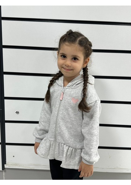 Kız Çocuk Fermuarlı Kapsonlu/kapüşonlu Farbalalı Jarse Hırka,sweatshirt,polarlı Hırka fiyatları