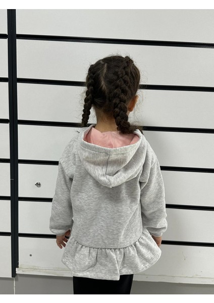 Kız Çocuk Fermuarlı Kapsonlu/kapüşonlu Farbalalı Jarse Hırka,sweatshirt,polarlı Hırka modelleri