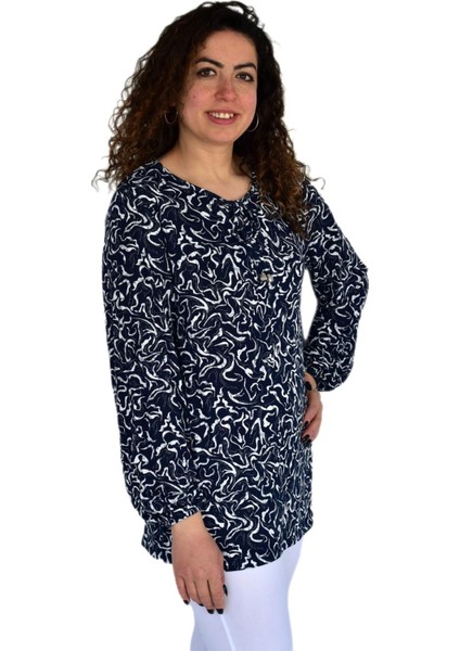 Kadın Ebruli Desen Baskılı Viscon Bluz BGL-ST04284 modelleri