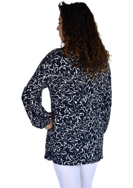 Kadın Ebruli Desen Baskılı Viscon Bluz BGL-ST04284 fırsatları