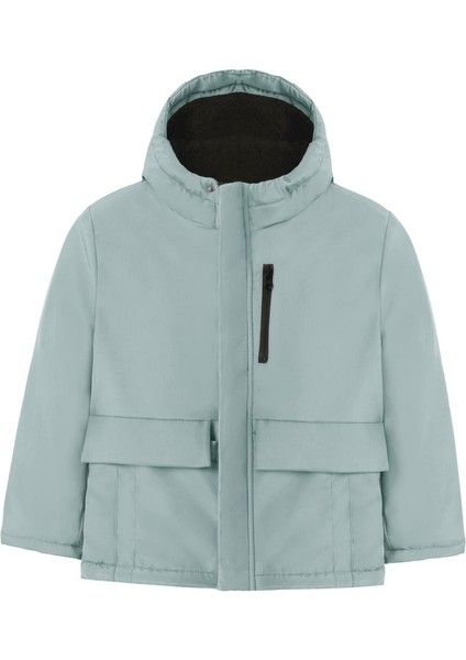 Kız Çocuk Mint Yeşil Içi Kürklü Su ve Rüzgar Geçirmez Kapüşonlu 3 Cep Kışlık Mont & Kaban & Parka ML-FMPÇ-110 K