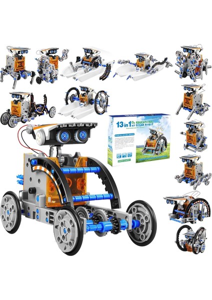 Robot Oyuncak 13-In-1 Eğitici Bilim Kiti Güneş Enerjisiyle Çalışan Kendin Yap Robot Bilim Kiti