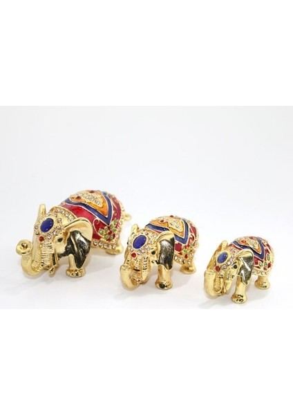 Swarovski Taşlı 3'lü Fil Figürü Model 3