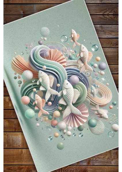 3D Balıklı Halı Su Altı Gönümlü Halı Antialerjik Tozma Yapmaz Havlanmaz Genç Halısı modelleri