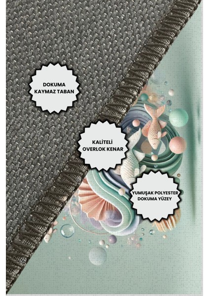 3D Balıklı Halı Su Altı Gönümlü Halı Antialerjik Tozma Yapmaz Havlanmaz Genç Halısı indirimleri