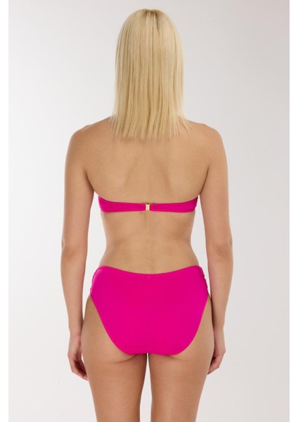 3404 Koyu Pembe Straplez Bikini Takımı