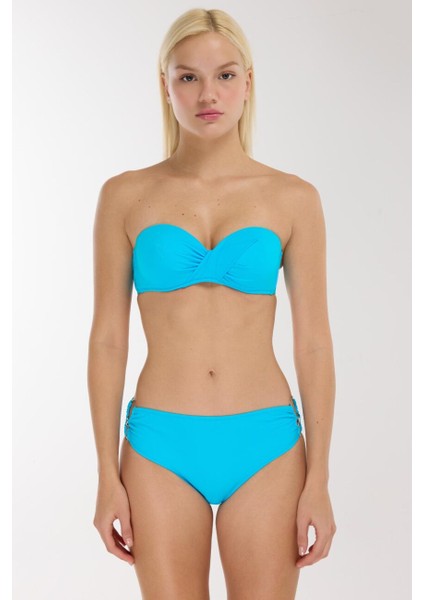 3404 Turkuaz Straplez Bikini Takımı