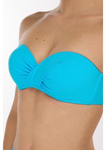3404 Turkuaz Straplez Bikini Takımı