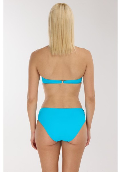 3404 Turkuaz Straplez Bikini Takımı