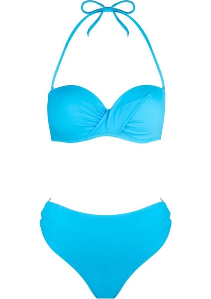 3404 Turkuaz Straplez Bikini Takımı