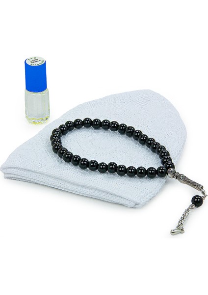 Esanslı Tesbihli Namaz Takkesi Erkek Hac Umre Hediyelik Set fırsatları