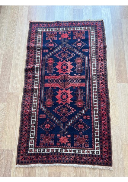 76 x 130 cm Mavi Canlı Renkli Çiçek Desenli Küçük Boy El Dokuma Kilim