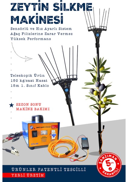 Zeytin Silkme Makinesi + 90 Amper Şarj Cihazlı – Yüksek Performans Ve Güvenilirlik