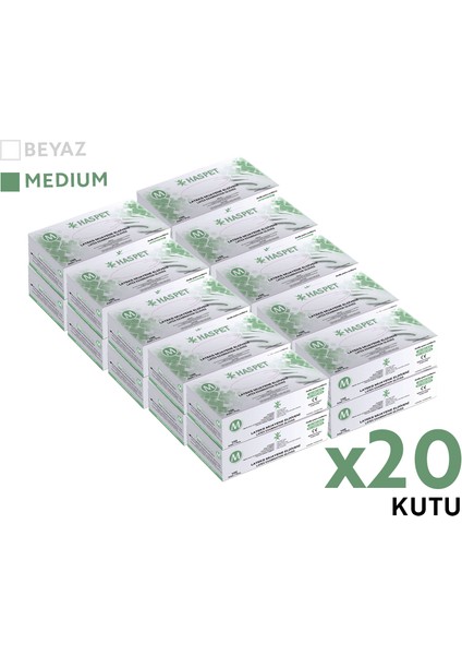 Lateks Muayene Eldiveni 100'LÜ M Orta Boy Pudrasız Beyaz 20 Kutu modelleri